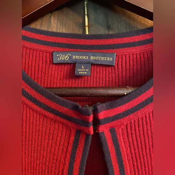 Brooks Brothers “365” women’s cardigan. Size L. Burgundy and navy blue color. - Picture 2 of 3